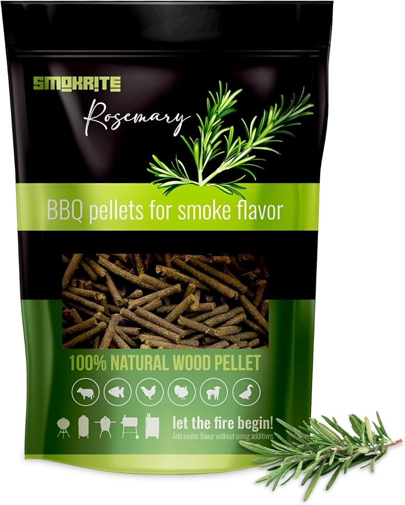 SMOKRITE Rosemary Wood Pellets for Smoker Grills, All Natural Hard Wood BBQ Pellets for Outdoor Grills, Smoke, Roast, Burns Up to 30 Hours of Smoking 0.5 kg - Image 1